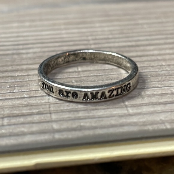 Silver “You Are Amazing” Engraved Band Ring - Picture 3 of 8